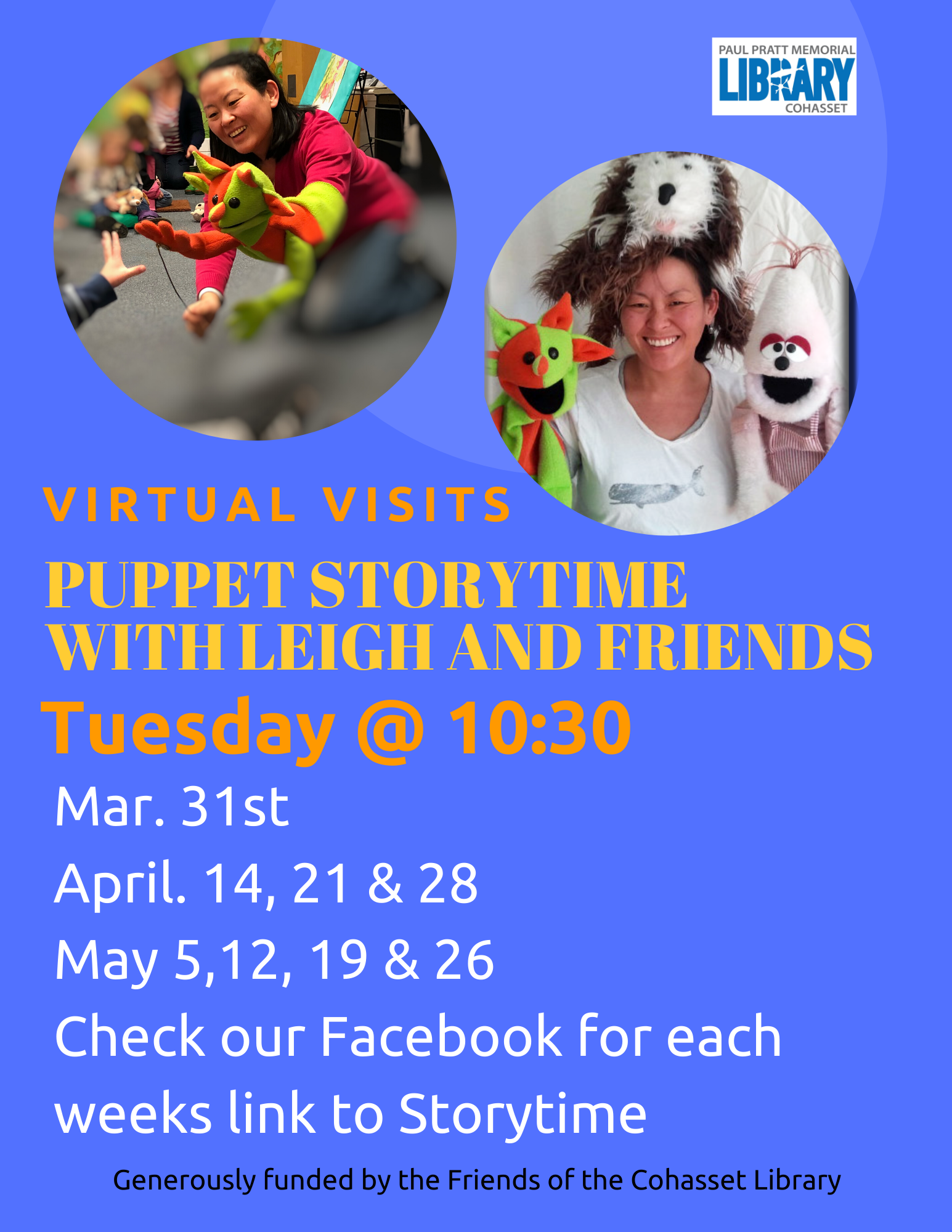 Virtual Storytime with Leigh and Friends with dates