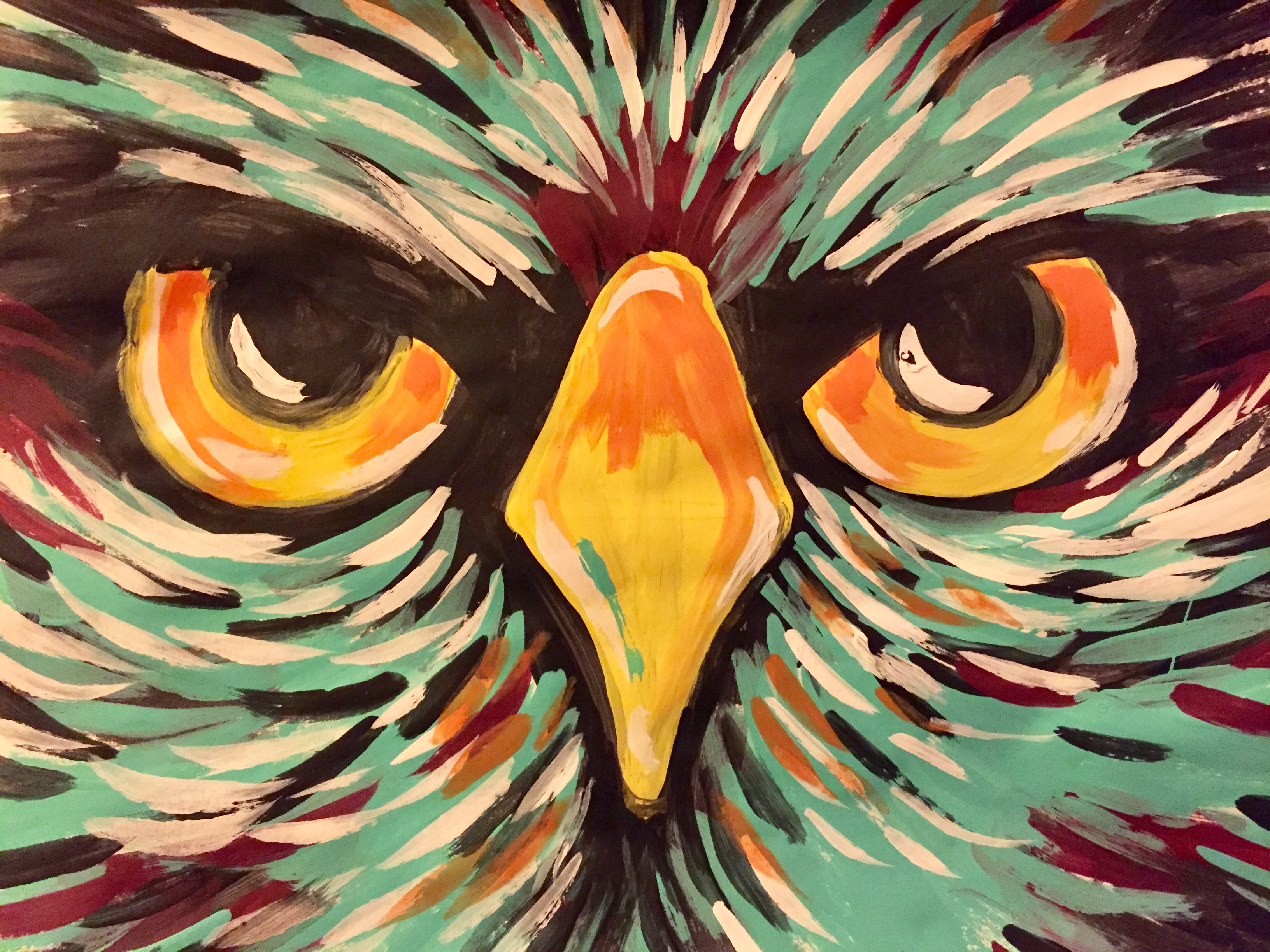 Painting of an owl face
