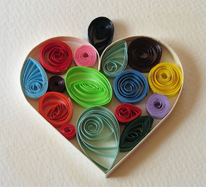 Heart shape with colorful quilled paper