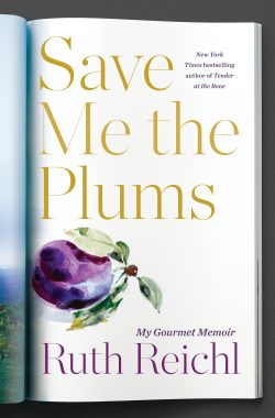 Book cover depicting a plum with leaves