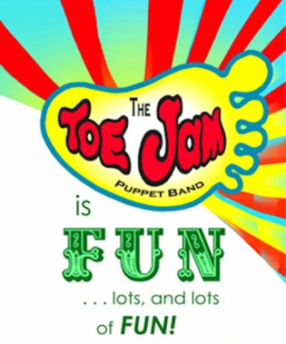Foot with logo of Toe Jam Puppet Band