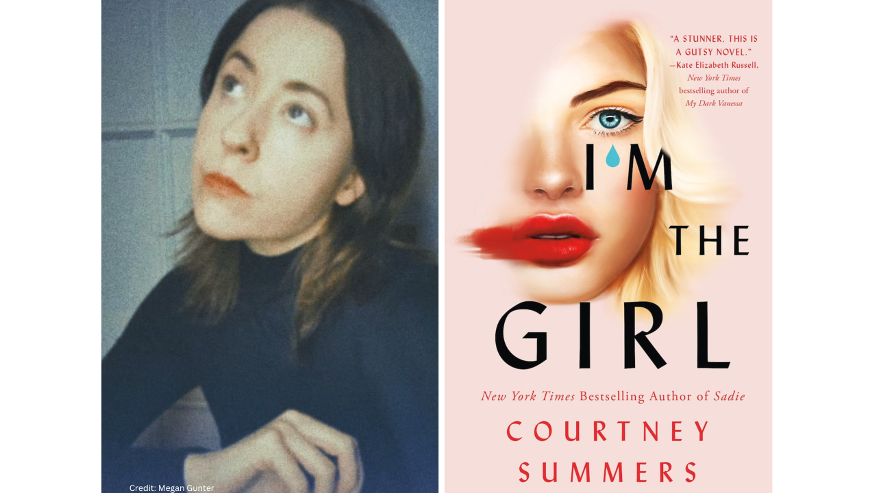 Author Courtney Summers beside her book Girl