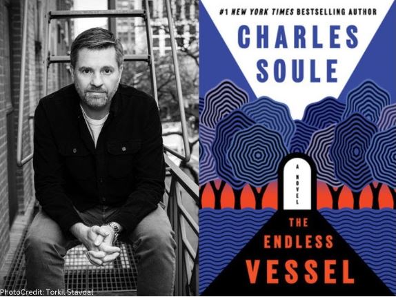 Author Charles Soule alongside his book The Endless Vessel