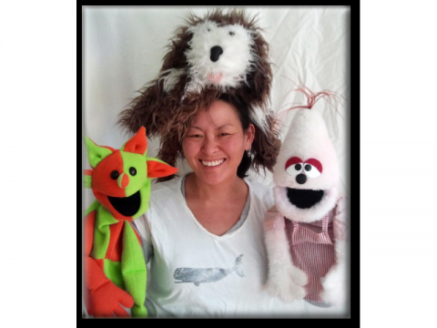 women with three puppets