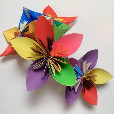 Colorful origami flowers