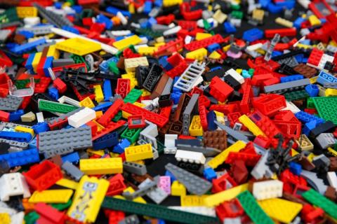 Pile of various lego pieces. 