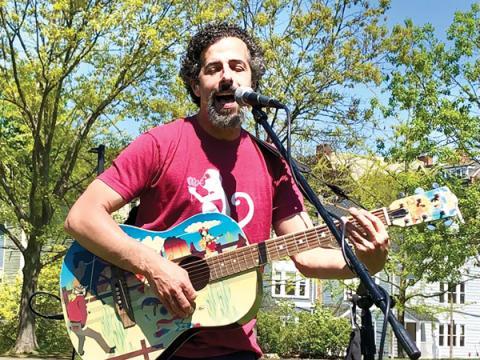 Man playing a guitar