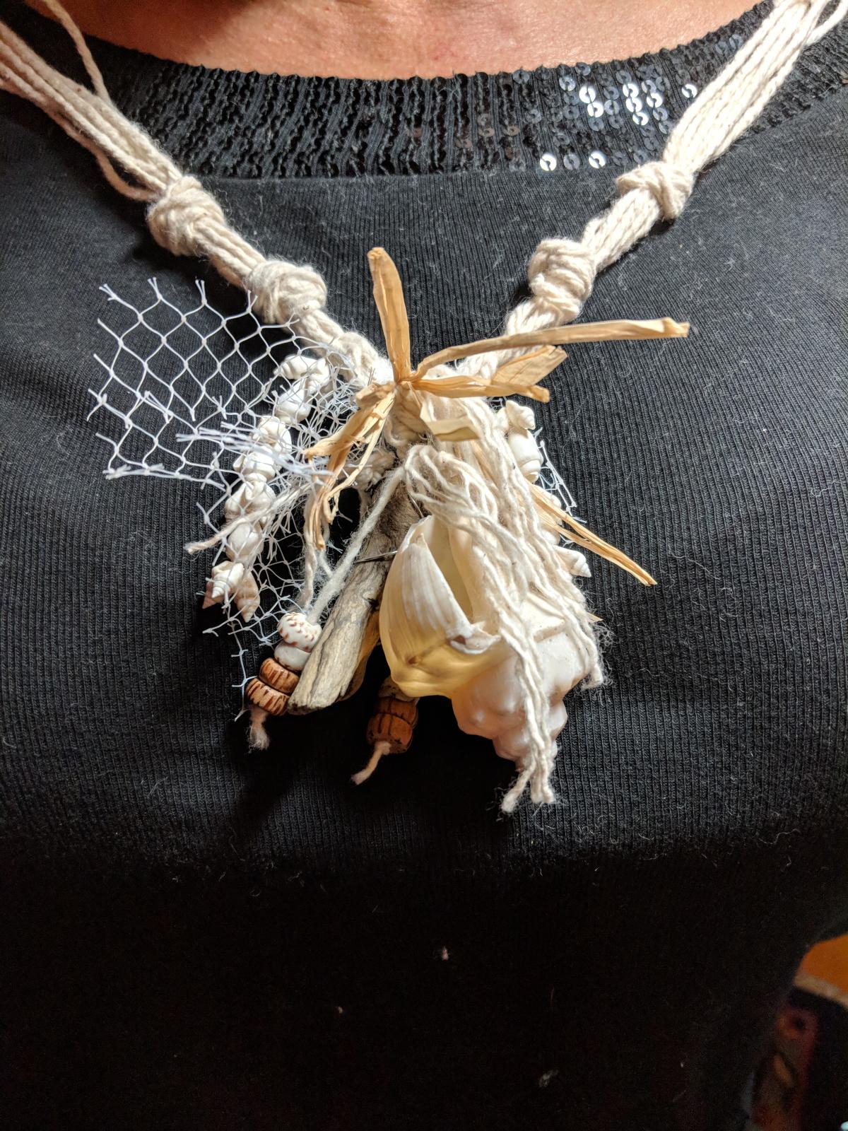 Necklace made with found objects