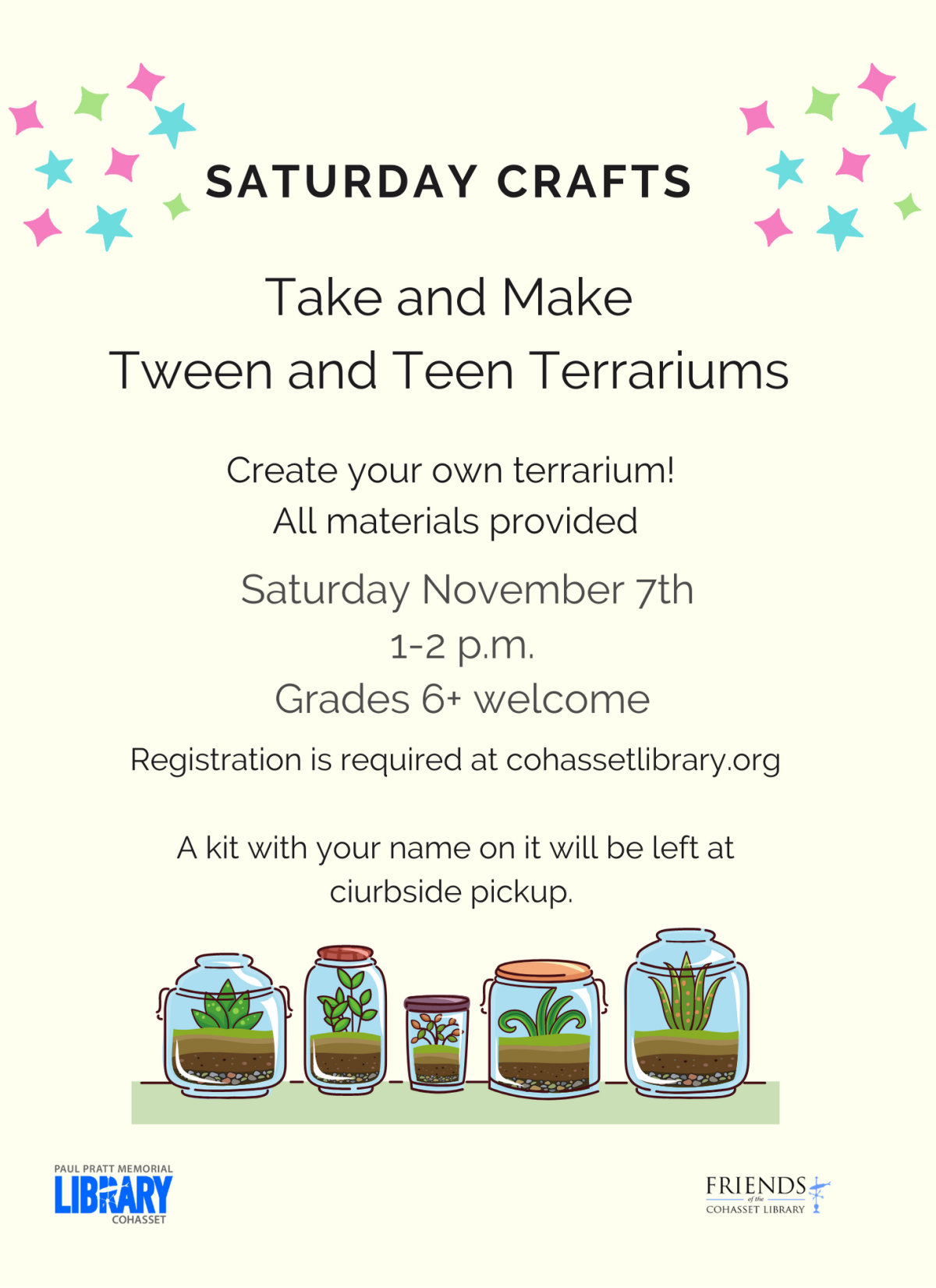 Saturday Crafts Tween and Teen Take and Make Terrariums