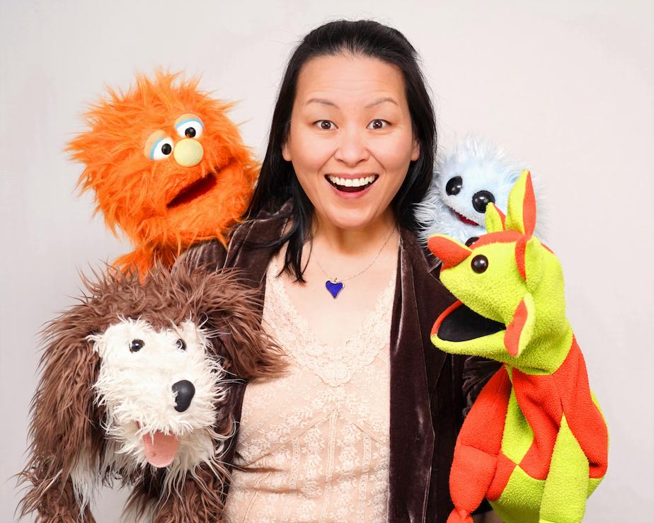 Leigh with puppets